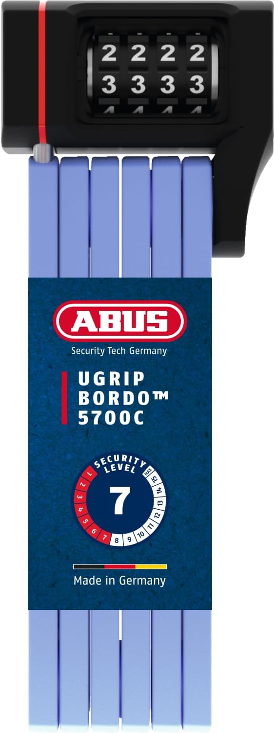 ABUS Bordo uGrip 5700C SH Folding Lock with Bracket - Bicycle Lock with Number Code and 5 mm Thick Bars - ABUS Security Level 7