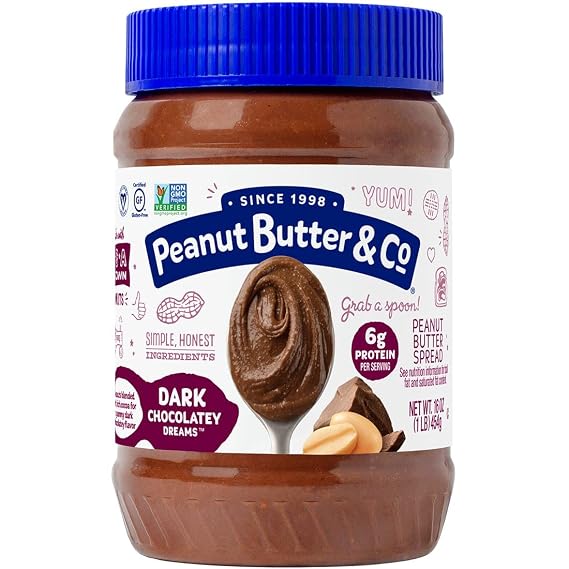 Peanut Butter & Co. Dark Chocolatey Dreams Peanut Butter, Non-GMO Project Verified, Gluten Free, Vegan, 16 oz Jar