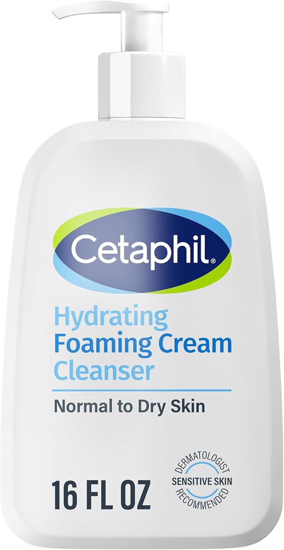 Cetaphil Cream to Foam Face Wash, Hydrating Foaming Cream Cleanser, 16 oz, For Normal to Dry, Sensitive Skin, with Soothing Prebiotic Aloe, Hypoallergenic, Fragrance Free
