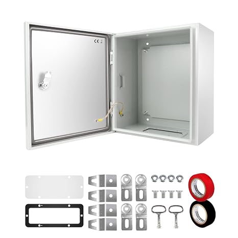 Tocretoare Outdoor Electrical Box, Steel Junction Box 16X16X8'', NEMA 4X Electrical Enclosure Box IP66 Waterproof & Dustproof, Universal Electrical Project Box with Lock & Mounting Plate