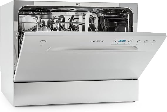 Klarstein Table Top Dishwasher, 6 Place Setting Mini Dishwasher, Quiet Operation Countertop w/ 6 Washing Programs, Compact Tabletop Easy To Install Homes/Office Small