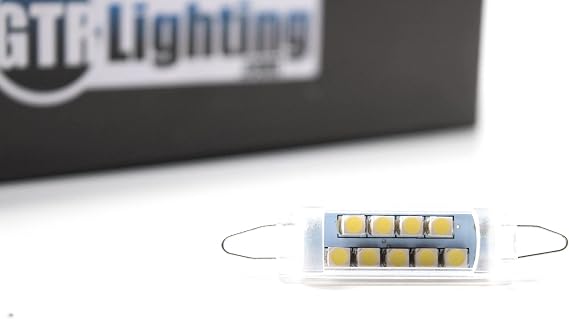 GTR Lighting LED Bulb, White 44mm Loop-Connection Narrow Panel Type Festoon, Universal Upgrade for Interior Dome & map Lights, Ultra-Bright Plug and Play Replacement, (1x GTR.LED192)