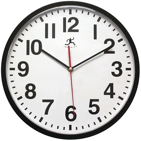 Infinity Instruments Black Plastic Prosaic Commercial Clock - 12"Dia