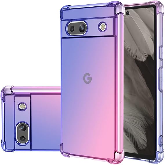 Case for Pixel 7A Case, Pixel 7A G0DZQ Cute Case Girls Women, Gradient Slim Anti Scratch Soft TPU Phone Cover Shockproof Protective Case for Google Pixel 7A Blue/Pink