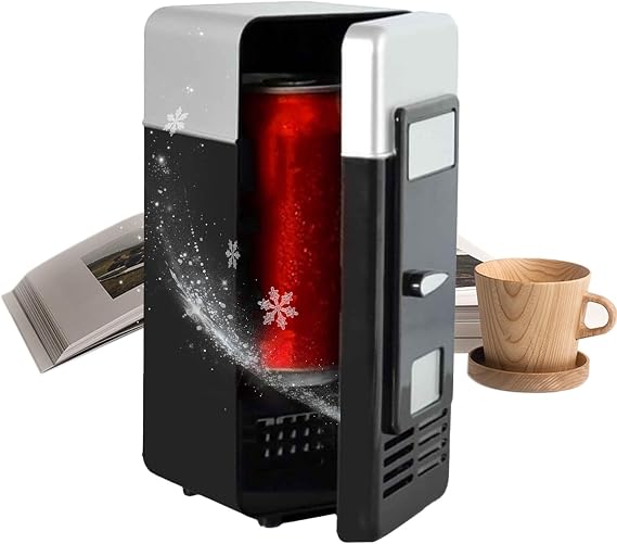 Mini Refrigerator | Personal USB Drink Cooler Cooler Cooler Cooler | Compact Plug-in Appliance Cooling and Heating Device for Teens Students Girls Family Boys