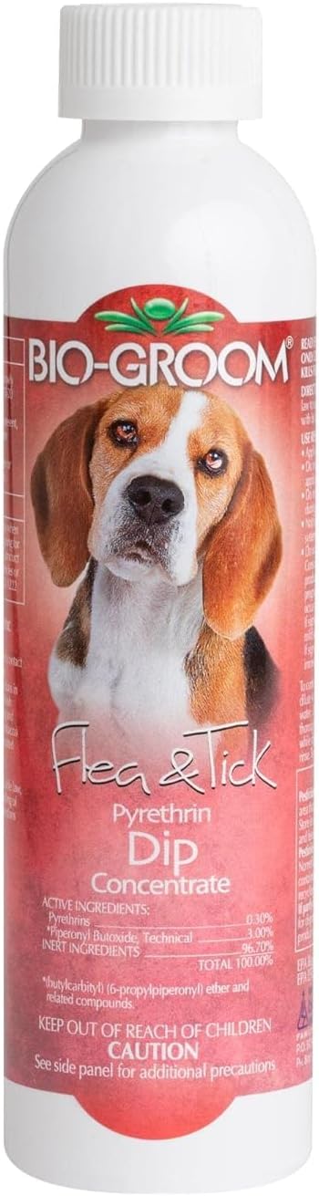 Bio-Groom Flea & Tick Dog, Pyrethrin Insecticide, 8 fl oz, 1-Pack | Concentrate, Flea and Tick Prevention for Dogs, Cat Treatment, Cruelty-Free, Made in USA, Natural Repellent