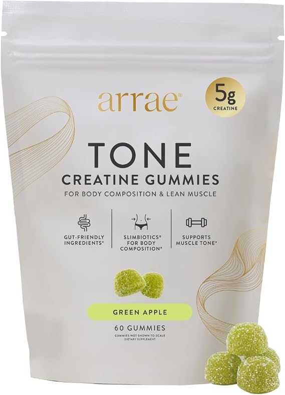 Creatine Gummies for Women, Muscle & Strength, Sour Green Apple, 60 ct | Recovery & Cognitive Support, Travel Friendly, 5g Creatine