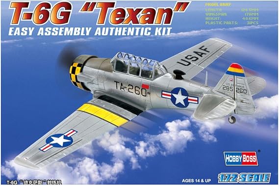 Hobby Boss T-6G Texan Airplane Model Building Kit, 1/72 Scale