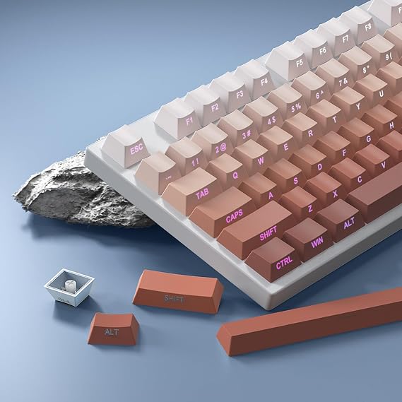 PBT Keycaps-Side Print Key Cap Set, Double Shot Shine Through Keycaps