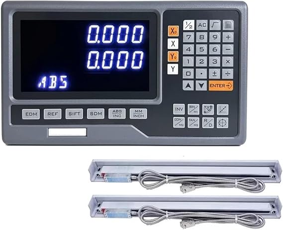 HS800-2P 2 Axis DRO Digital Readout Display Kit with 2 Pieces 5um Optical Encoder Linear Scale(550mm)