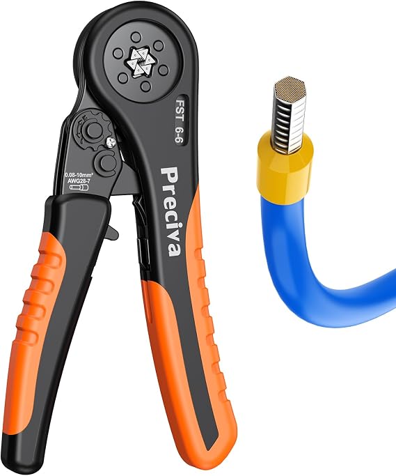 Preciva Ferrule Crimping Tool Kit, Hexagonal Ratchet Wire Crimp Pliers for AWG 28-7 (CP40001)