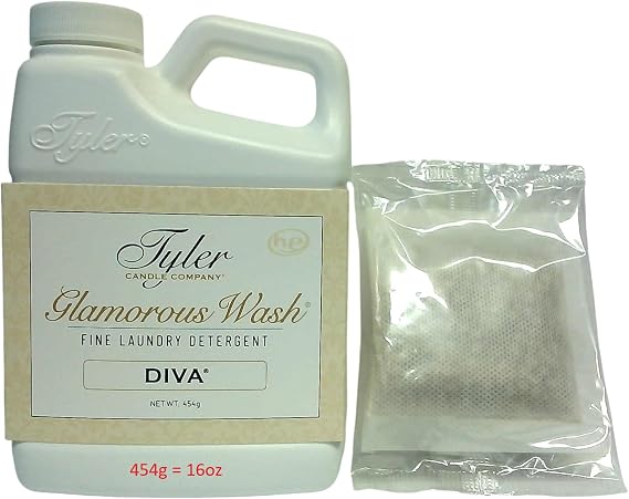 Tyler Candle Diva Glamorous Liquid Wash legacy S Detergent Wash, Liquid, Diva, 16 Fl oz/with Dryer Sachet Single Pouch oh