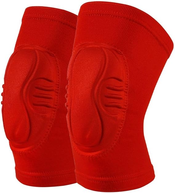 Hotfiary 1 Pair Volleyball Knee Pads for Women Men, Stretchy Protective Knee Brace with Thick Sponge Anti-Slip, Soft Breathable Collision Avoidance Knee Support for Football Dance Yoga Tennis Workout
