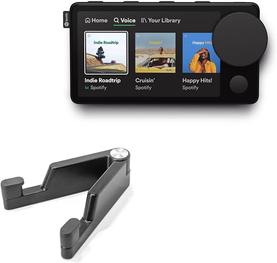 BoxWave Stand and Mount Compatible with Spotify Car Thing - Desktop Aluminum SoloStand, Adjustable Hands-Free Portable with Rubber Feet - Jet Black