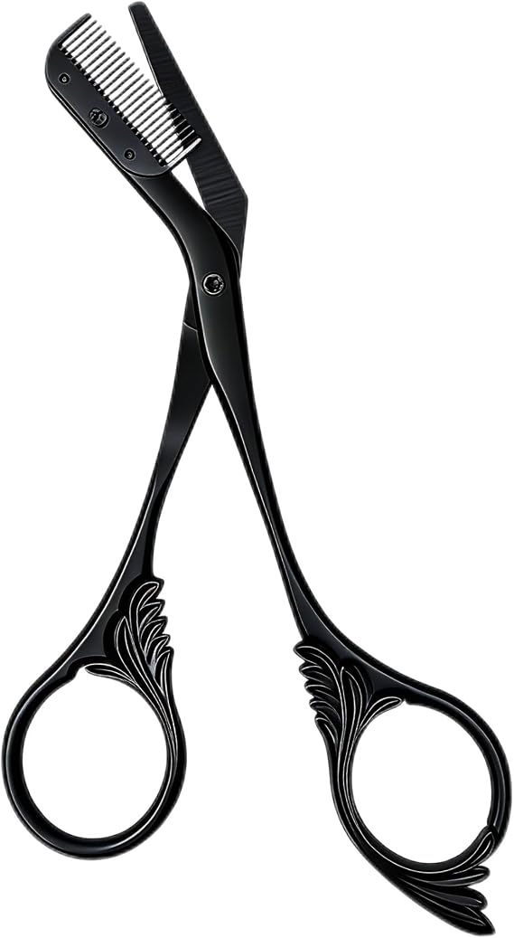 Staniless Steel Eyebrow Scissors with Comb,Eyebrow Trimmer Scissor,Eyebrow Scissors for Men Women (Black)