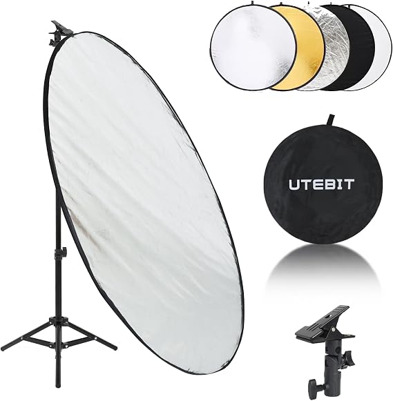 UTEBIT 43"/110cm Photography Reflector with Stand & Clamp