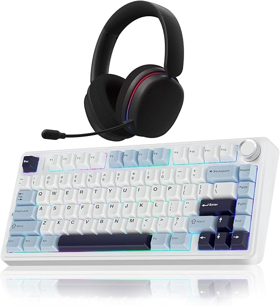 AULA Wireless Keyboard and Headset Combo, F75 Mechanical Keyboard G7 Pro Wireless Headset