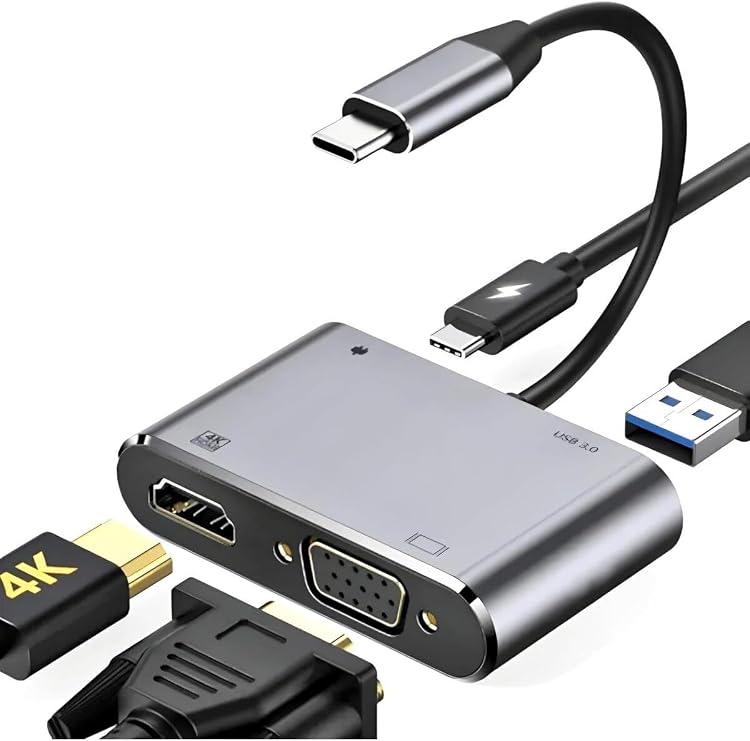 Daytona CF02 Macbook Uyumlu Type-C™ To 4K Ultra Hd 1080p Hdmı/Vga/Pd Şarj/USB 3.0 4IN1 Çevirici Hub Adaptör