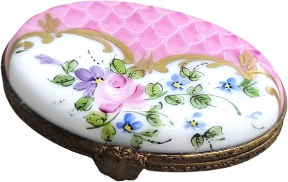Limoges Pink Oval Porcelain Box 1