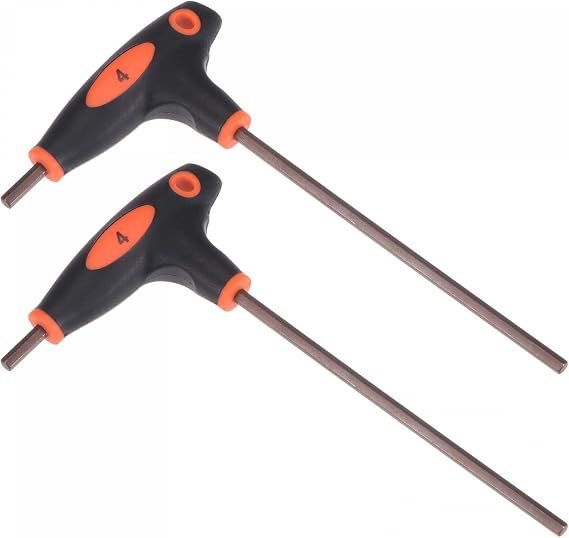 TOP-VIGOR 2Pcs 4mm Hex Key T-Handle, T Bar Dual End Wrench Spanner Allen Key for Home Repair and Mechanical Maintenance, Metric S2 Steel