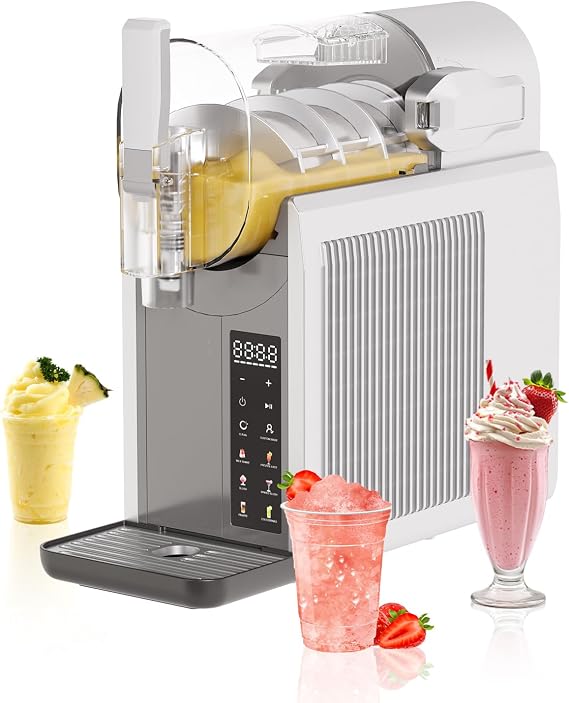 No Ice Needed Home Slushie Machine, 68Oz Large Capacity Frozen Drink Maker | 6 Preset Programs, LED Display & Auto-Clean Function for Margaritas, Frappes, Smoothies Gray