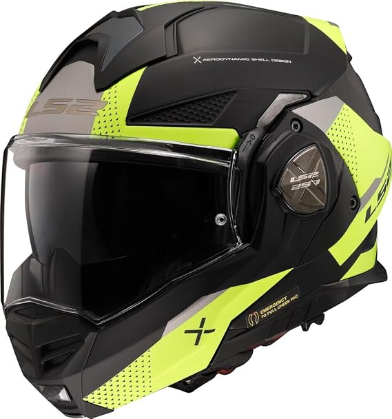 LS2, Klapphelm Motorrad ADVANT X Oblivion Matt Black H-V Yellow,