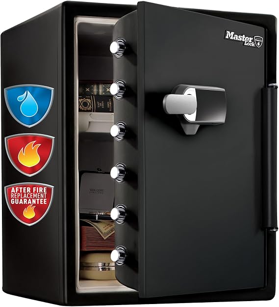 MASTER LOCK Certified Fireproof and Waterproof Safe with Alarm, 56.5L, 472 x 603 x 491 mm, Digital Touchscreen Combination plus Alarm with a Backlit Keypad, for home and professionals