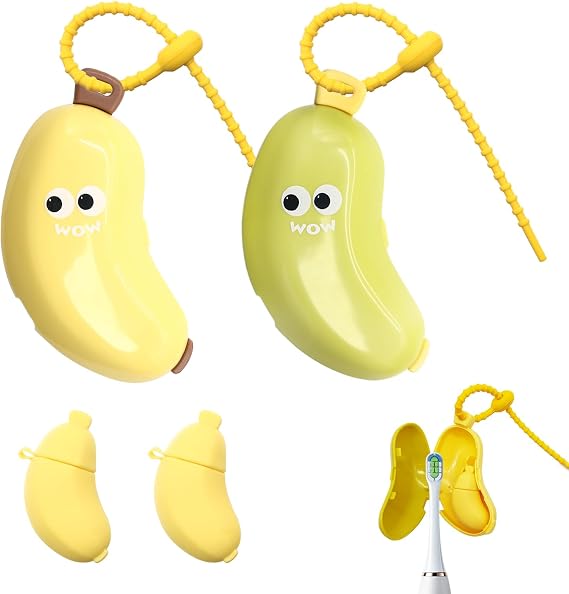 Toothbrush Cap, Banana-Shaped Tooth Brush Cover Cap, 2 Pack