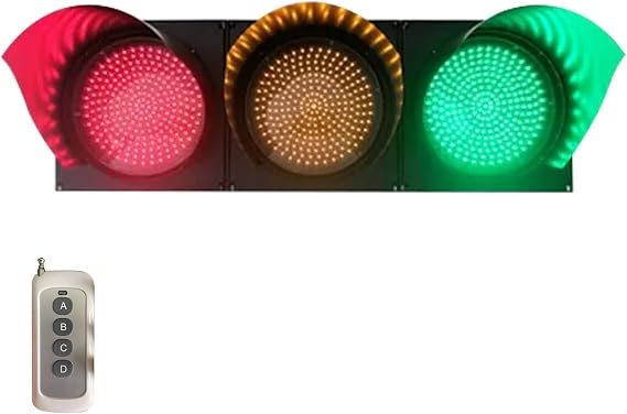 200mm(8inch) Outdoor Traffic Light, Red Yellow Green Stop and Go Light with Remote Control Settable Time, Industrial LED Traffic Stop Light Indicator Light (24V)