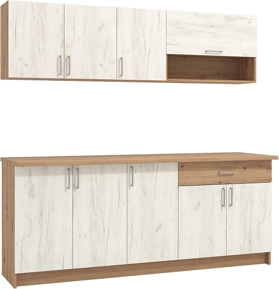 Homestyle4u Kitchen Unit 200 cm without Electrical Appliances Compact