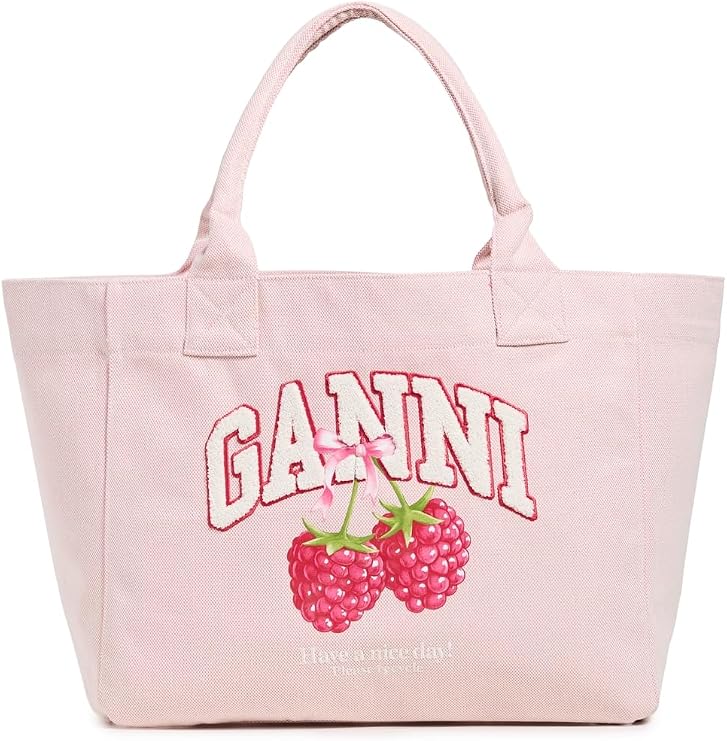 Ganni Women's Medium Trapeze Shopper Raspberry Print Tote