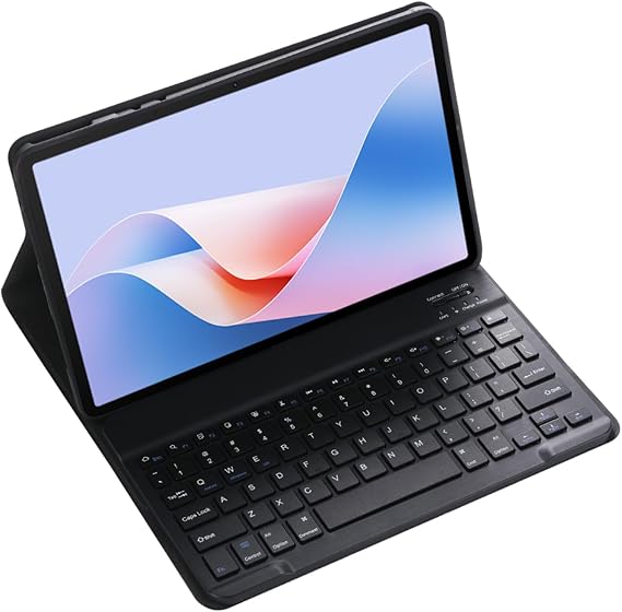 Magnetic Detachable Wireless Keyboard & Mouse Combo with Leather Cover for Honor Pad X9 Pro 11.5-inch Tablet Full Wrapped Protection Keyboard Case (Black,Normal)