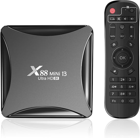 CHROX Android TV Box 13.0, X88 MINI 13 4GB RAM 64GB ROM RK3528 Quad Core 64 Bit CPU, Android Box Dual Wifi 2.4Ghz/5Ghz BT 4.2 USB 3.0 3D 4K Set-Top Box,2gb+16gb