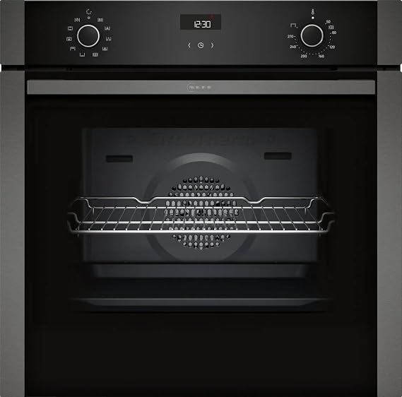 NEFF B1ACE2AG3 N50 Oven 60 x 60 cm Made in Germany LCD Display 3D Hot Air CircoTherm Soft Close and Soft Opening Easy Clean Child Lock Quick Heating Graphite Grey [Energy Class A+]
