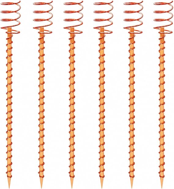 6 Pack 15" Electroculture Copper Gardening Antenna, Electroculture Plant Stakes, Copper Wire for Garden Stakes, Tensor Rings Coppers, Electro Coil Support Rods Kit Growing Vegetable Flowers
