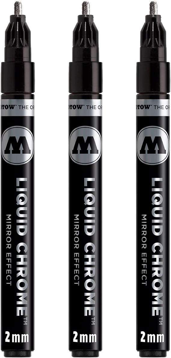 Molotow Liquid Chrome Marker (with Special Ink for Real Mirror Effect). 3 Items 2 mm