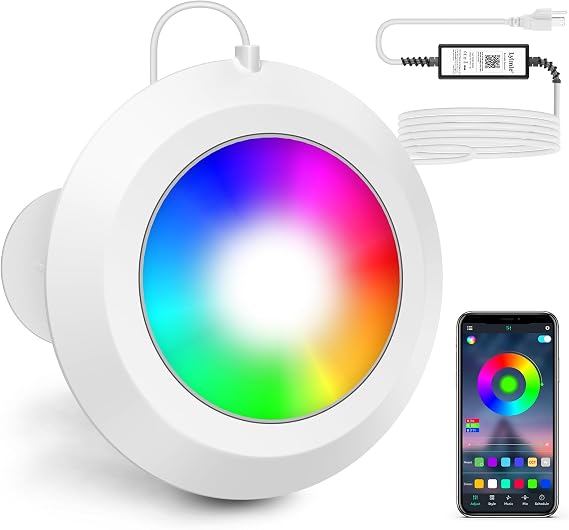 LyLmLe LED Pool Lights, 20W Smart RGB Magnetic Submersible Light with APP