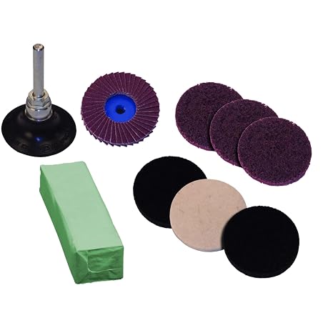 PFERD 2" COMBIDISC Type CDR Mirror Finish Quick Change Discs and Pad Set - Professional Grade Polishing and Finishing Kit (10 Pieces) - Part 42791