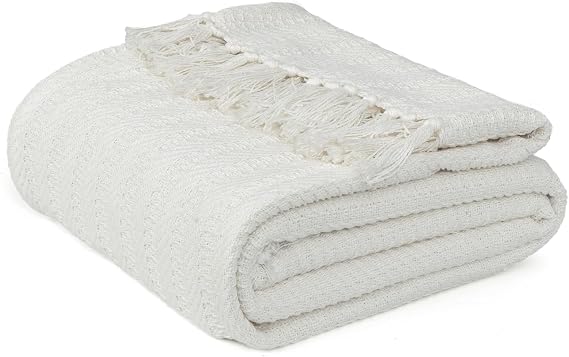 Throws for Sofas Armchair Cover Blanket For Sofa for bed, Couch Single Throw, 127 x 152 cm - Ivory