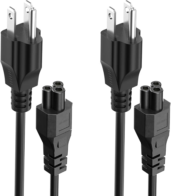 2 Pack 4FT 3 Prong C5 Mickey Mouse Plug Power Cord for Laptop