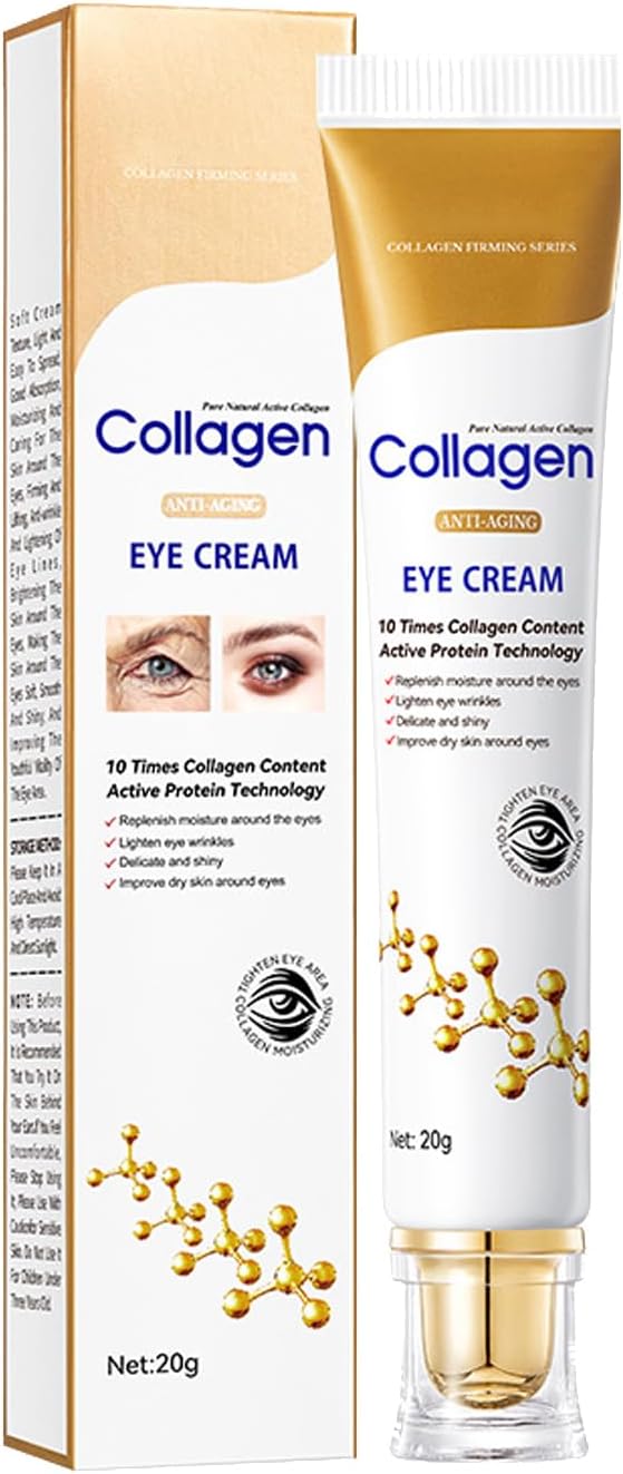 Collagen Eye Cream for Dark Circles and Puffy Eyes, Lift Eye Cream De-Puff and Brighten Dark Circles, Collagen Anti-Ageing Formula Instant Tightener Brighten Anti Aging Under Eye Repair Cream