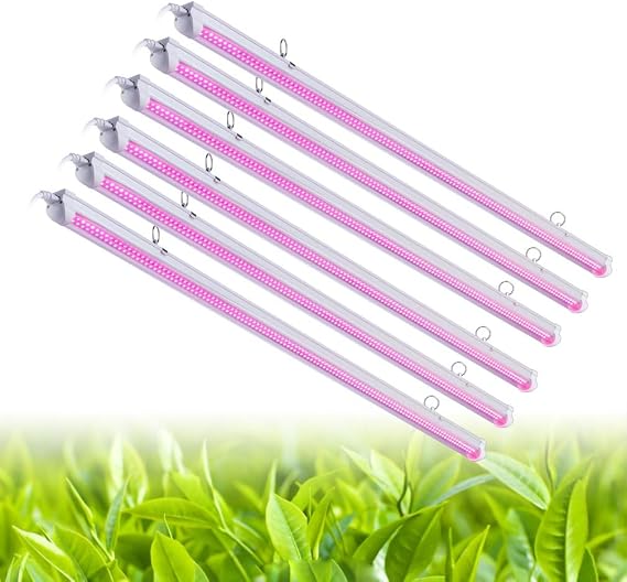 6 PACK LED Grow Light,T8 Integrated Growth Tube Lamp 4ft 270W(45w x 6 1400W Equivalent),Full Spectrum Sunlight Replacement,Double Row,Linkable Design,High Output,4 Foot Plant Lights for Indoor Plant
