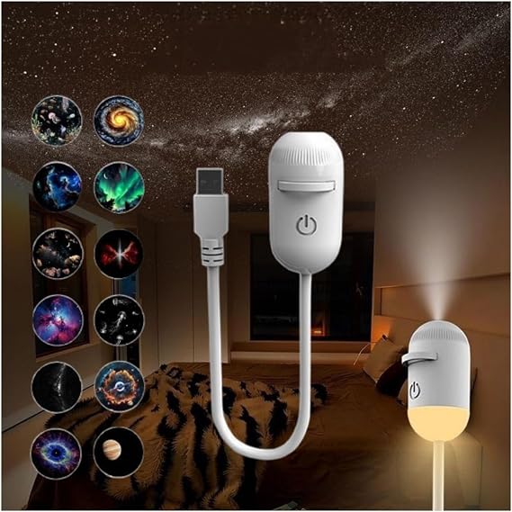 2-in-1 Galaxy Projector Night Light,USB Starry Sky Projector With 3/12/24 Projection Films,Mini LED Nightlight Wall Lamp,Portable Led Projectors Lamp for Bedroom,Ceiling,Car,Room Decor