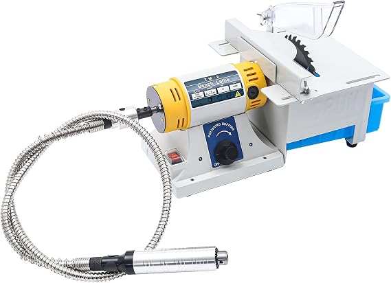 Desktop Multi-Function Grinder, 320W Small Multi-Functional Electric Grinding Table Saw Gem Cutting Machine Jewelry Rock Polishing Buffer Bench Lathe Table Saw Polisher 10000r/Min for DIY Rock
