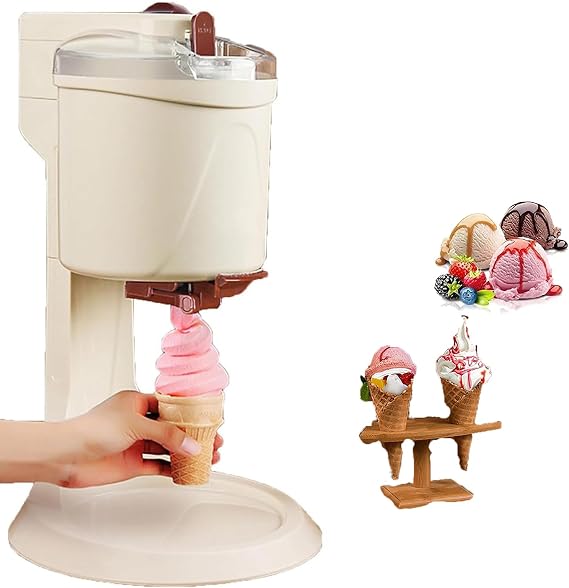 Ice Cream Maker Machine, Automatic Soft Ice Cream Machine, Simple One Push, Pre-Freezing, Fast, Easy To Clean, 1L Soft Serve Maker for Home, Bar, Cafe, 220V