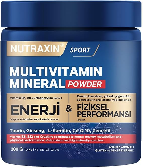 Nutraxin Multivitamin Mineral Complex – 12 Temel Mineral İçeren Günlük Destek – 300g – Vegan – Şekersiz ve Glutensiz