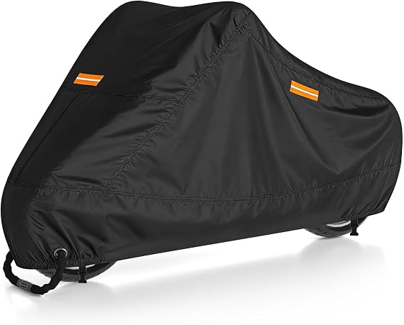 300D Motorcycle Cover Waterproof Outdoor 108" | Fit for Touring Cruiser Honda VTX 1300, Shadow, Kawasaki Vulcan, Yamaha Royal Star, Storage Bag Included