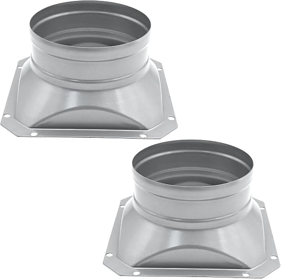 4 Inch Metal Duct Connector Flange, 2 Pack Square Pipe Connector to Round Interface Air Duct Metal Straight Pipe Flange for Ventilation,Cooling, Heating and Air Conditioning Systems