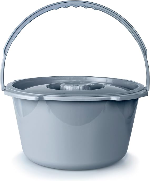 McKesson Commode Replacement Plastic Bucket with Handle and Lid, Gray, 1 ct