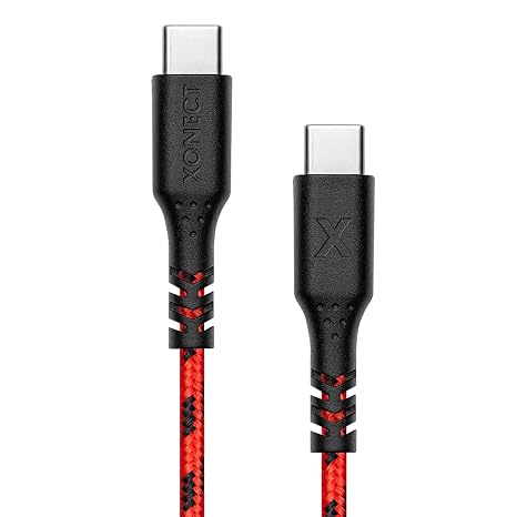 Type-C to Type-C ile Uyumlu iPhone ve Samsung ile Uyumlu Hızlı Şarj ve Data Kablosu 200 cm Hasır Örgülü (Kırmızı)